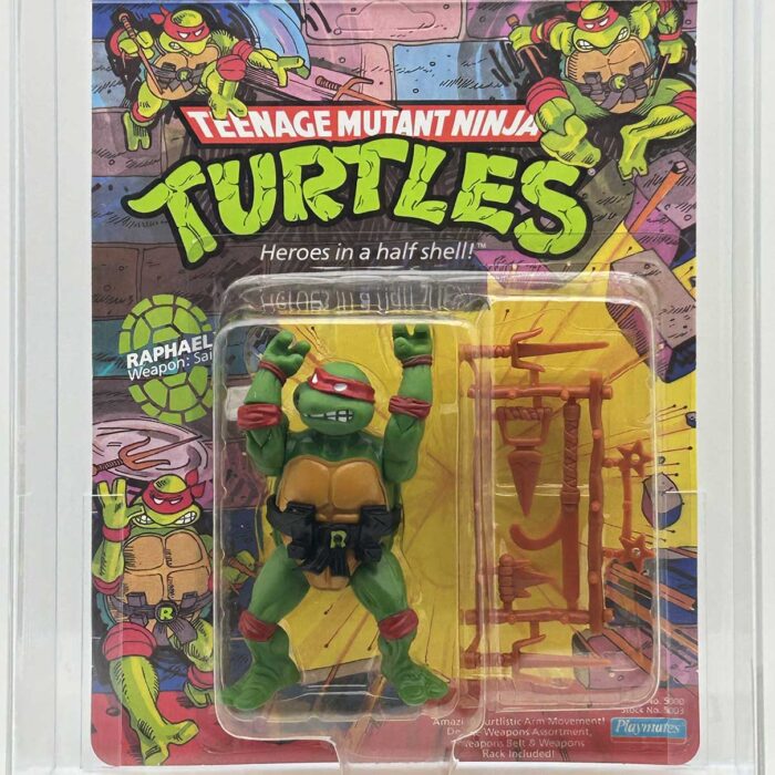 1988 Playmates TMNT Raphael 10 Back On An Unpunched Card with Laird/Eastman Pedigree AFA 85 Near Mint+