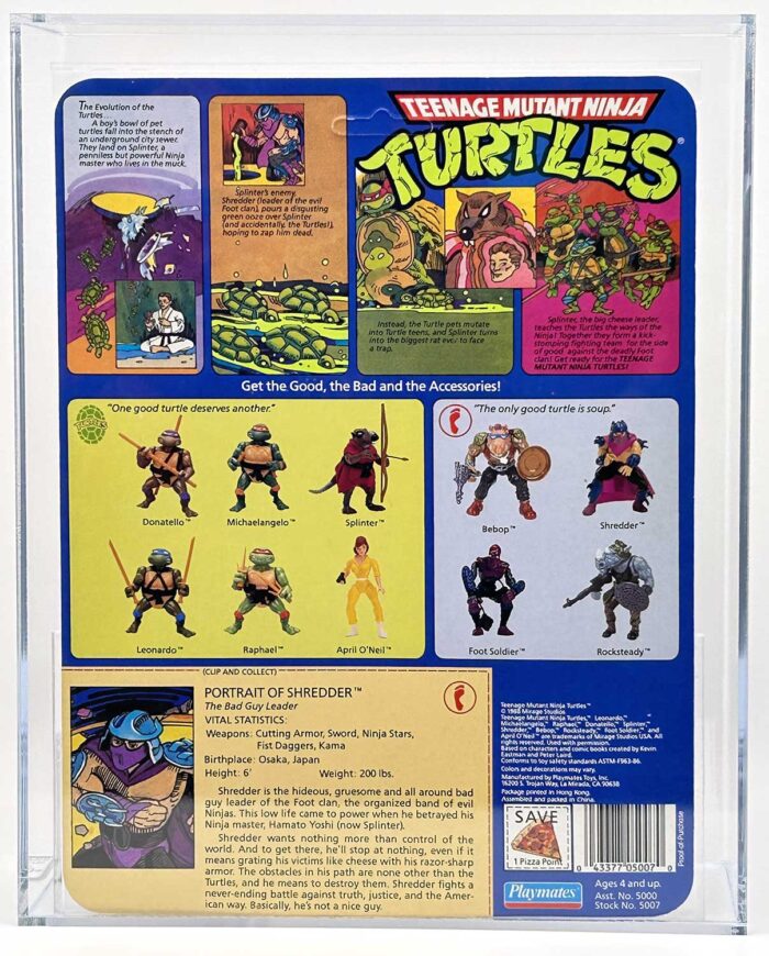 1988 Playmates TMNT Shredder Soft Head 10 Back On An Unpunched Card with Laird/Eastman Pedigree AFA 80+ Near Mint