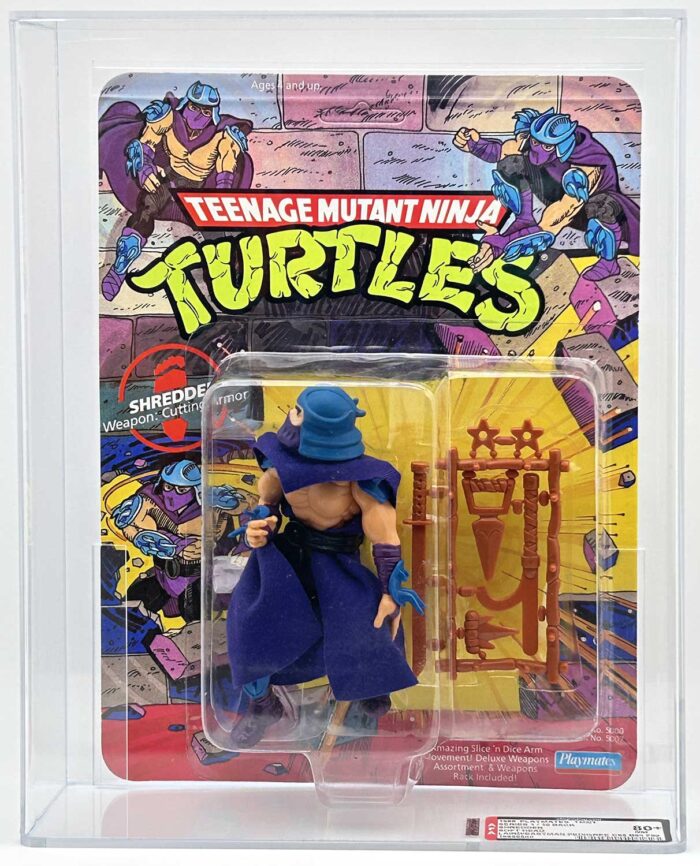 1988 Playmates TMNT Shredder Soft Head 10 Back On An Unpunched Card with Laird/Eastman Pedigree AFA 80+ Near Mint