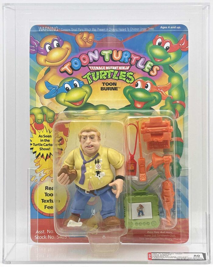 1993 Playmates TMNT Toon Burne On An Unpunched Card with Laird/Eastman Pedigree AFA 80 Near Mint