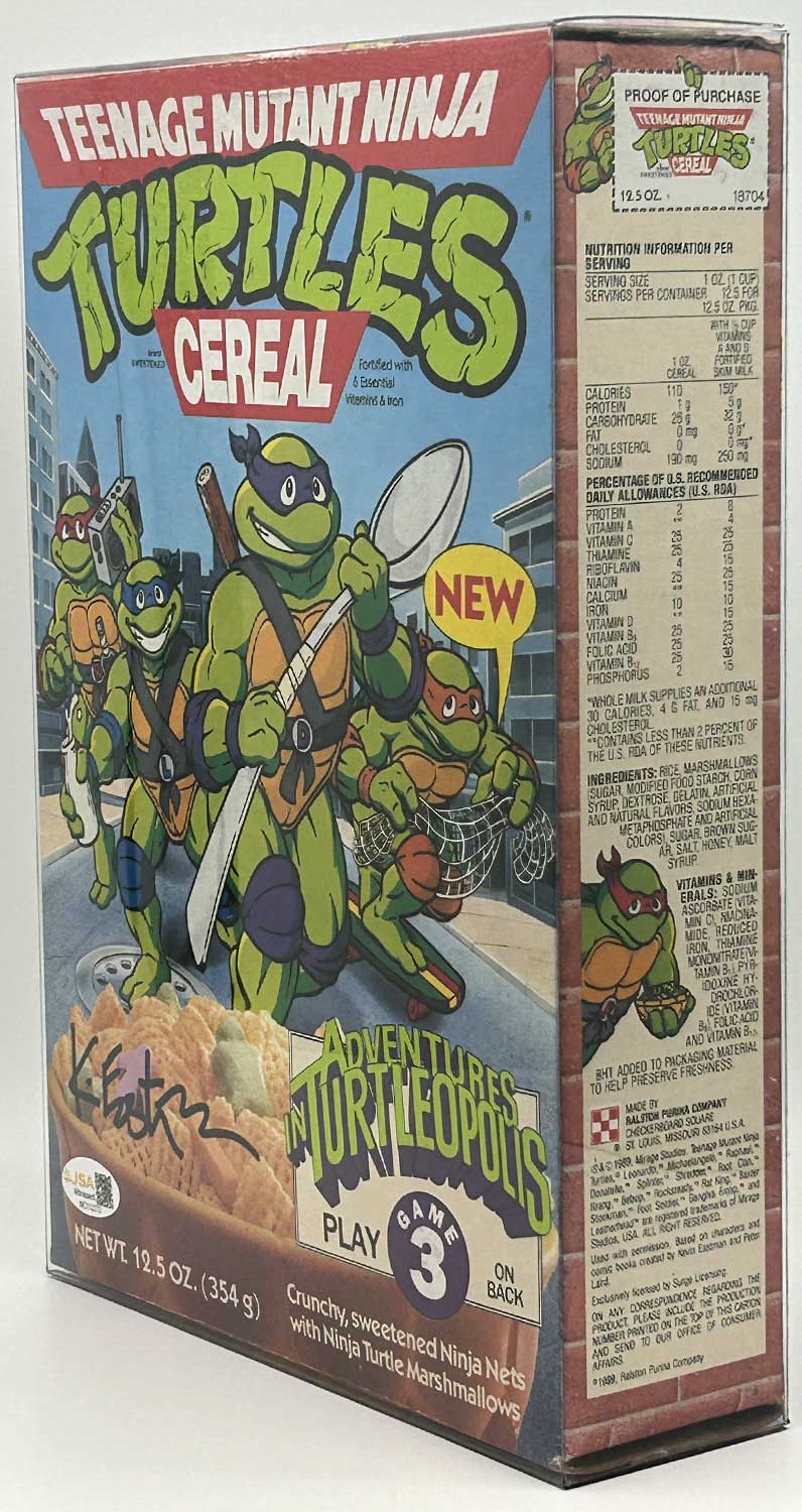 1989 TMNT Factory Sealed Cereal Box - Signed with JSA Authentication PLUS it Still has the cereal - RARE - Image 3