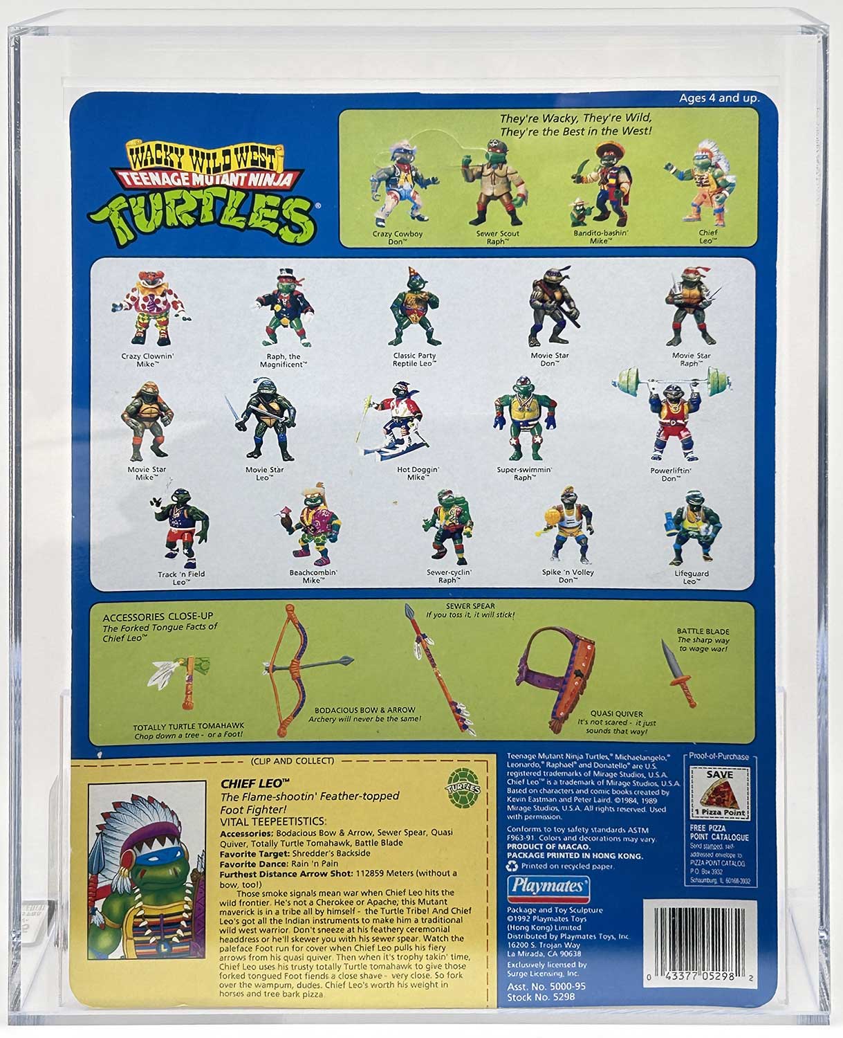 1992 Playmates TMNT Chief Leo On An Unpunched Card with Laird/Eastman Pedigree AFA 85 Near Mint+ - Image 3