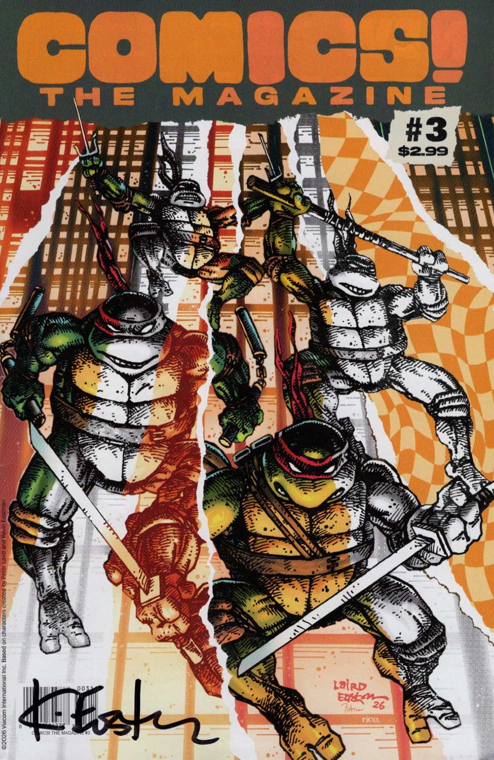 COMICS! The Magazine issue 3 featuring the Eastman and Laird TMNT 300 cover Signed by Kevin
