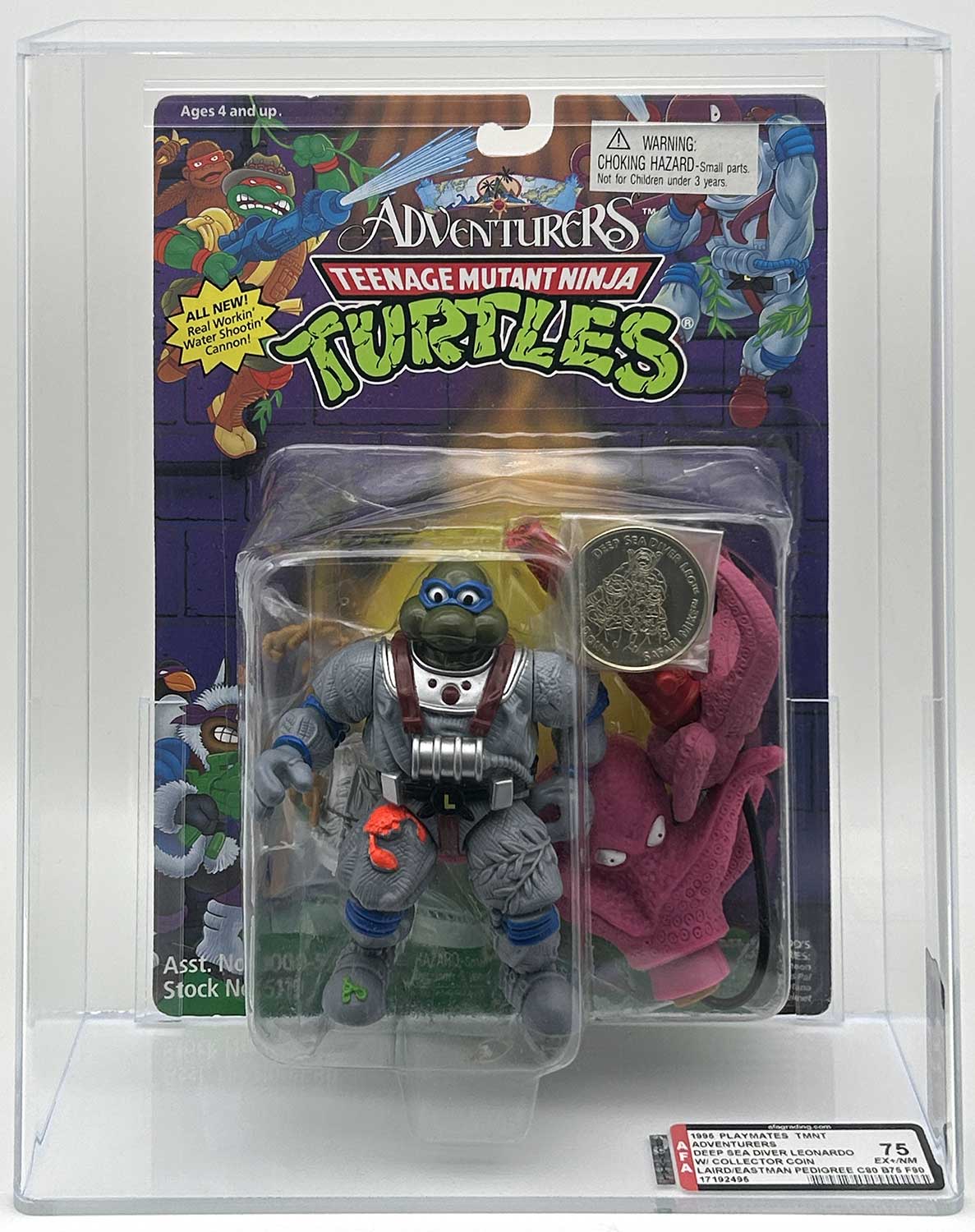 1995 Playmates TMNT Adventures Deep Sea Diving Leonardo with Laird/Eastman Pedigree AFA 75 EX+/NM
