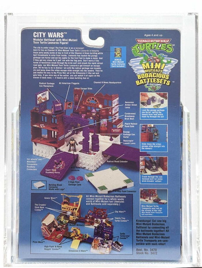 1995 Playmates TMNT Mini Mutants ‘City Wars’ Bodacious Battleset. with Laird/Eastman Pedigree AFA 85 Near Mint+