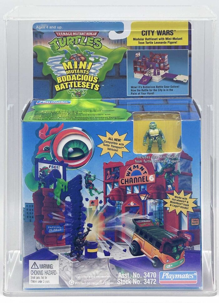 1995 Playmates TMNT Mini Mutants ‘City Wars’ Bodacious Battleset. with Laird/Eastman Pedigree AFA 85 Near Mint+