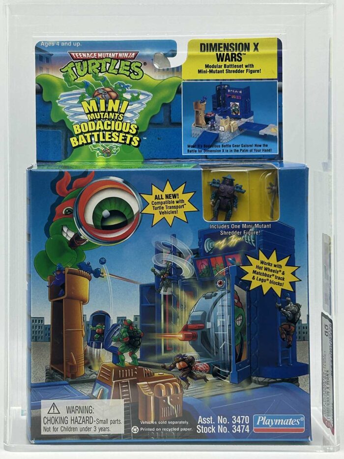 1995 Playmates TMNT Mini Mutants ‘Dimension X Wars’ Bodacious Battleset with Laird/Eastman Pedigree AFA 85 Near Mint+