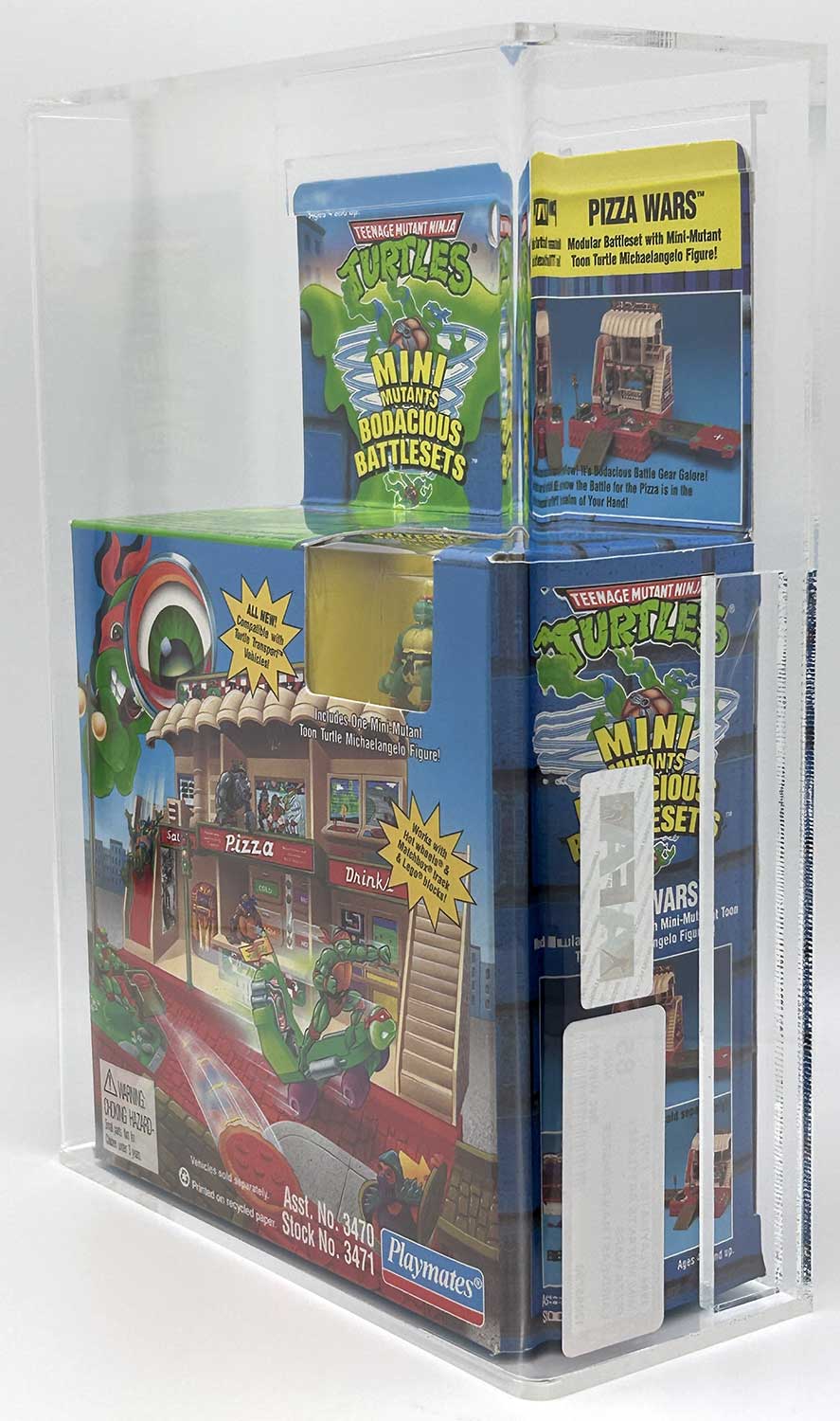1995 Playmates TMNT Mini Mutants 'Pizza Wars' Bodacious Battleset with Laird/Eastman Pedigree AFA 85 Near Mint+ - Image 3
