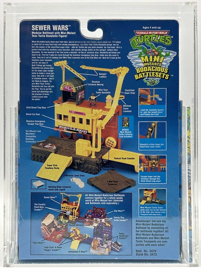 1995 Playmates TMNT Mini Mutants ‘Sewer Wars’ Bodacious Battleset with Laird/Eastman Pedigree AFA 85 Near Mint+
