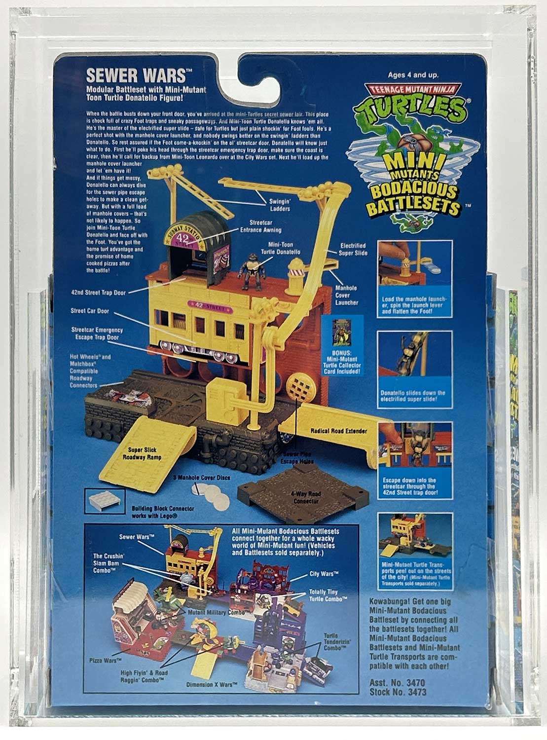 1995 Playmates TMNT Mini Mutants 'Sewer Wars' Bodacious Battleset with Laird/Eastman Pedigree AFA 85 Near Mint+ - Image 2
