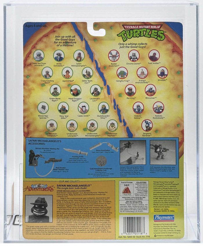1995 Playmates TMNT Adventures Safari Michaelangelo with Laird/Eastman Pedigree AFA 70 Y-EX+