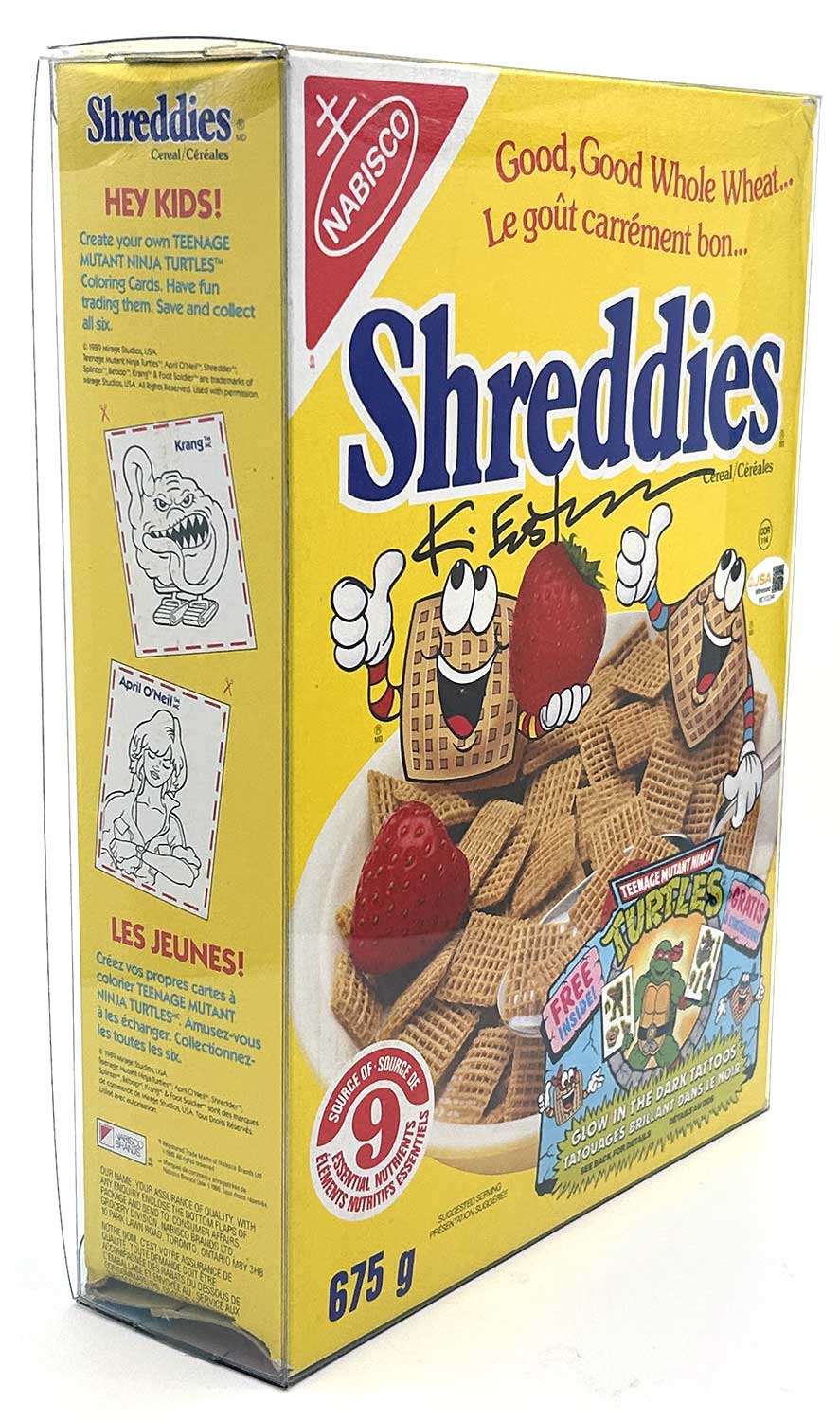 1990 TMNT Factory Sealed Cereal Box - Signed with JSA Authentication PLUS it Still has the cereal - RARE - Image 2