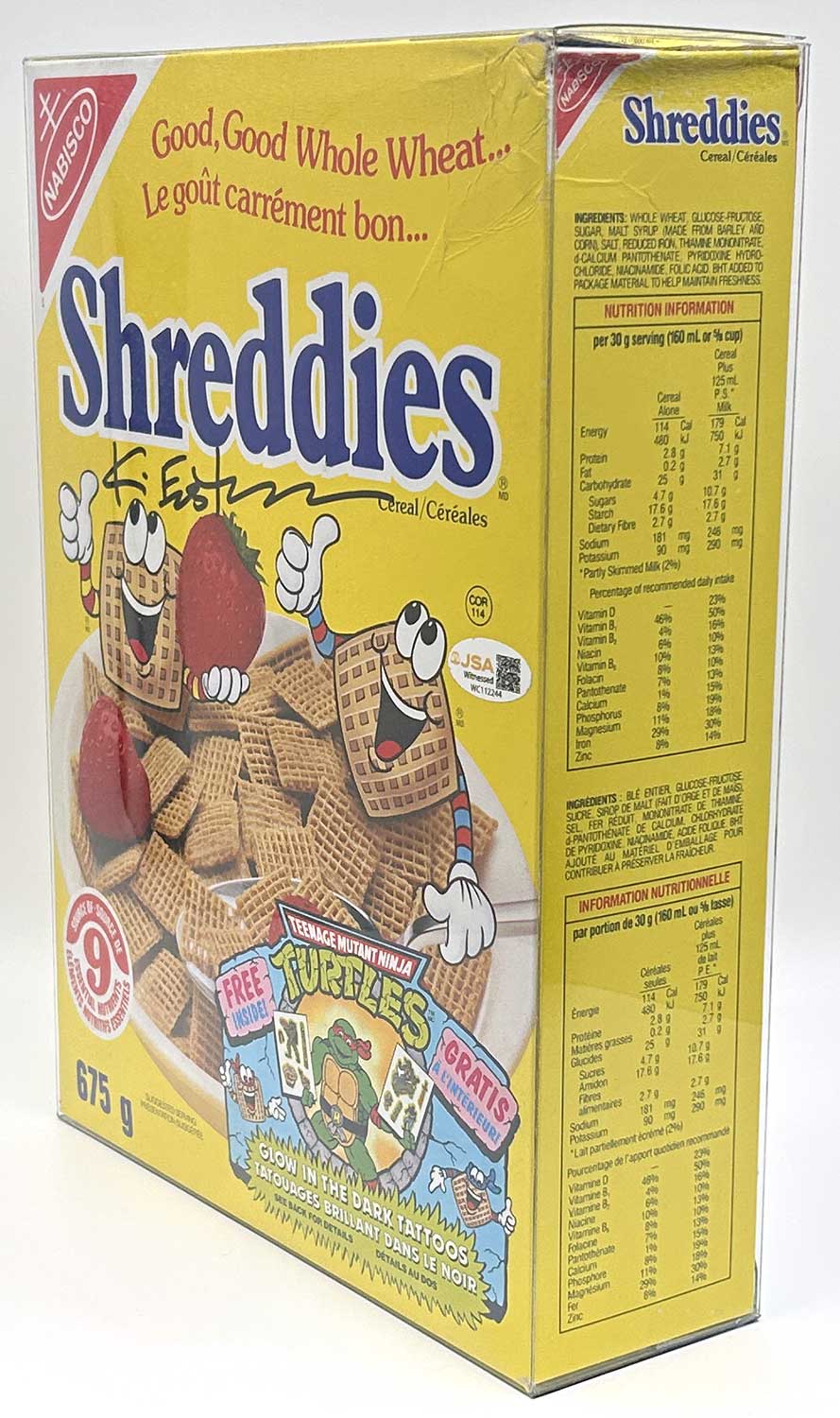 1990 TMNT Factory Sealed Cereal Box - Signed with JSA Authentication PLUS it Still has the cereal - RARE - Image 3