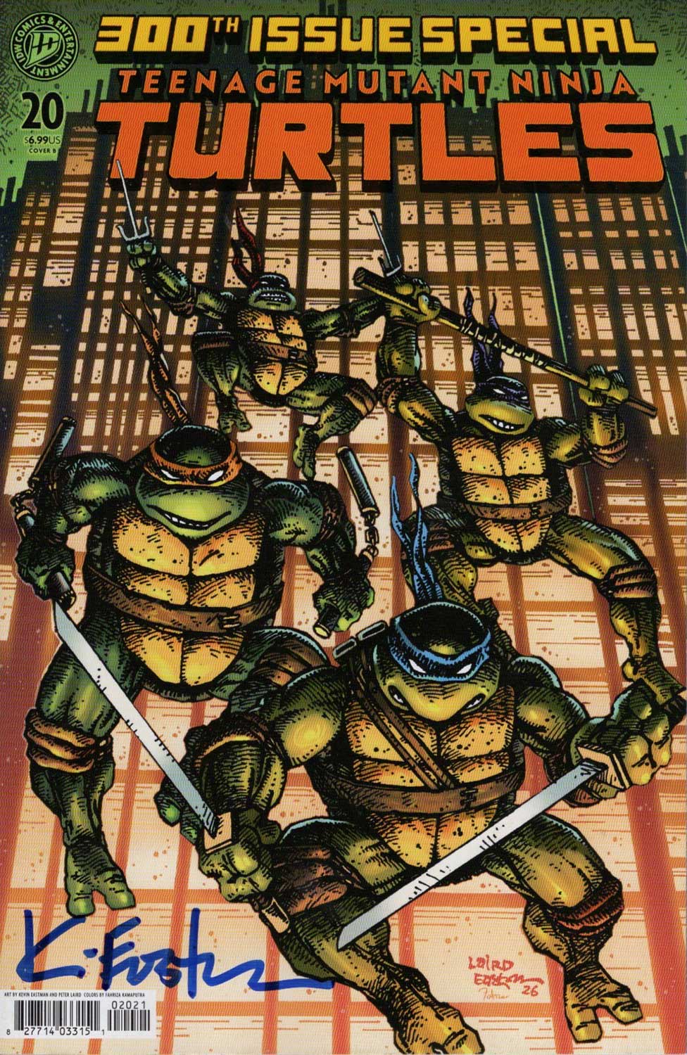 TMNT 300 Eastman and Laird Cover Art Signed by Kevin