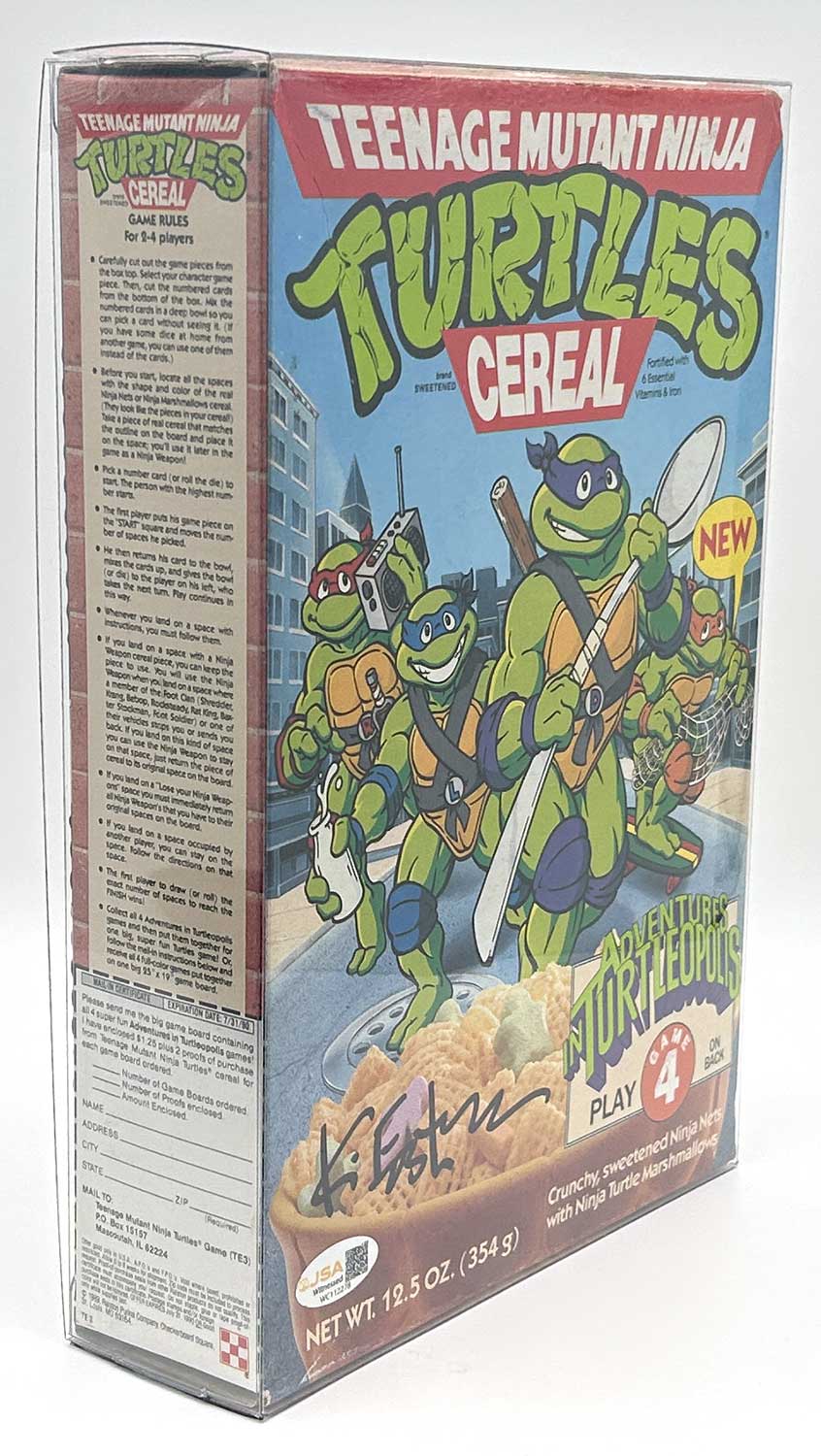1989 TMNT Factory Sealed Cereal Box - Signed with JSA Authentication PLUS it Still has the cereal - RARE - Image 4