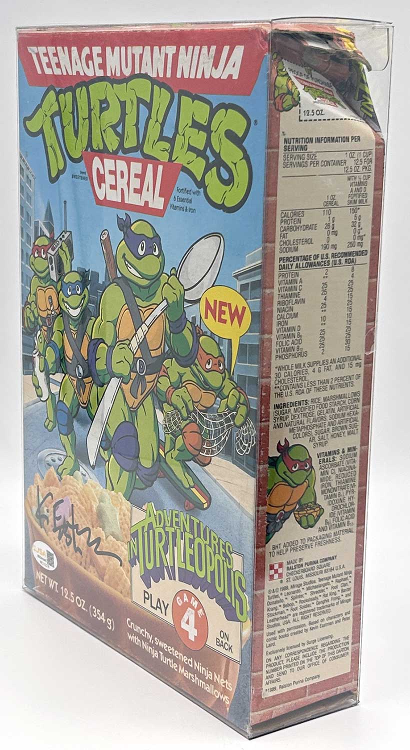 1989 TMNT Factory Sealed Cereal Box - Signed with JSA Authentication PLUS it Still has the cereal - RARE - Image 3