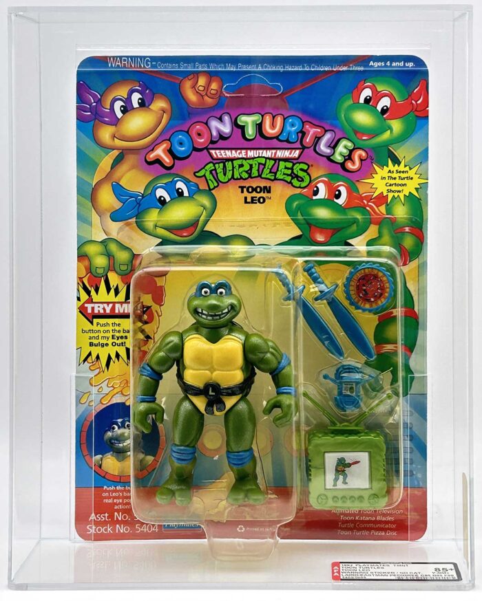 1993 Playmates TMNT Toon Leo On An Unpunched Card with Laird/Eastman Pedigree AFA 85+ Y-Near Mint+