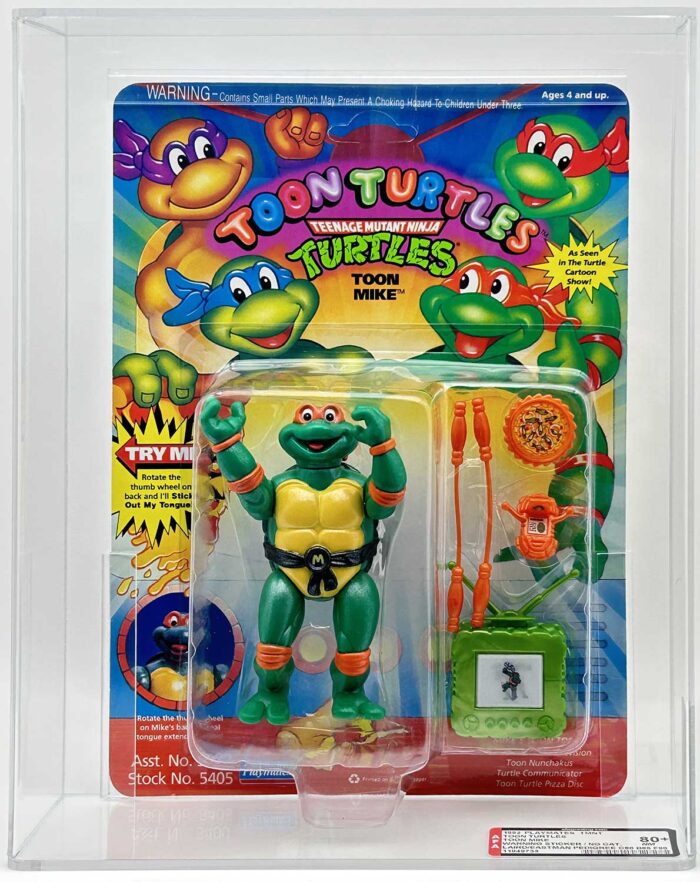 1993 Playmates TMNT Toon Mike On An Unpunched Card with Laird/Eastman Pedigree AFA 80+ Near Mint