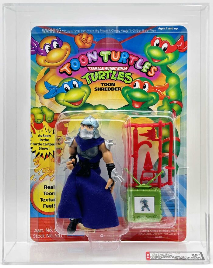 1993 Playmates TMNT Toon Shredder On An Unpunched Card with Laird/Eastman Pedigree AFA 80+ Near Mint