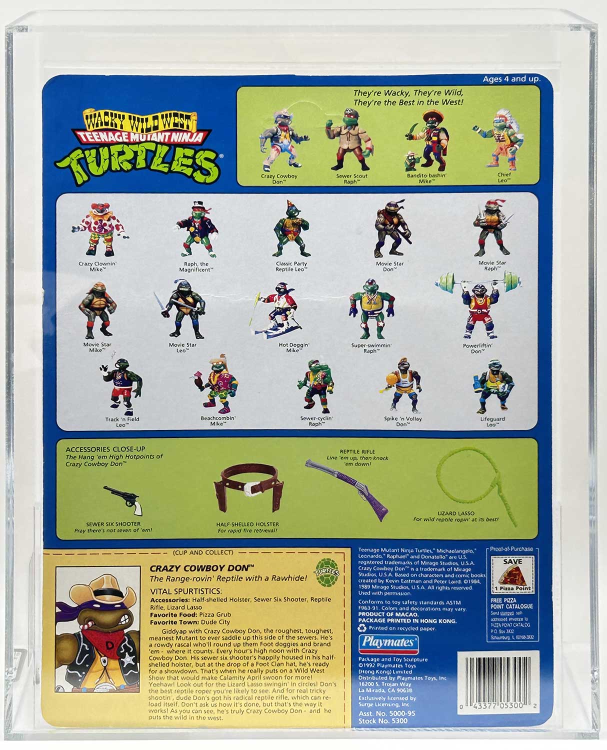 1992 Playmates TMNT Crazy Cowboy Don On An Unpunched Card with Laird/Eastman Pedigree AFA 80+ Near Mint - Image 3