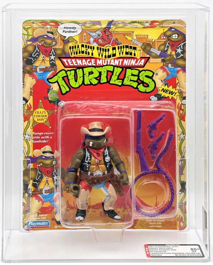 1992 Playmates TMNT Crazy Cowboy Don On An Unpunched Card with Laird/Eastman Pedigree AFA 80+ Near Mint